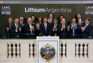 La empresa juje&ntilde;a Lithium Argentina toc&oacute; la campana de apertura de la Bolsa de New York
