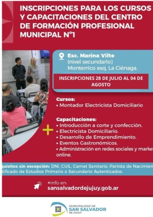 Inscripciones abiertas para cursos y capacitaciones en el Centro de Formaci&oacute;n Municipal